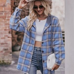 Plaid Blue Jacket with White Top